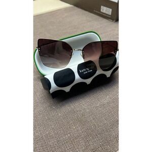 Kate Spade Sunglasses One Size Brown Gold Rimless Butterfly Hello Sunshine New